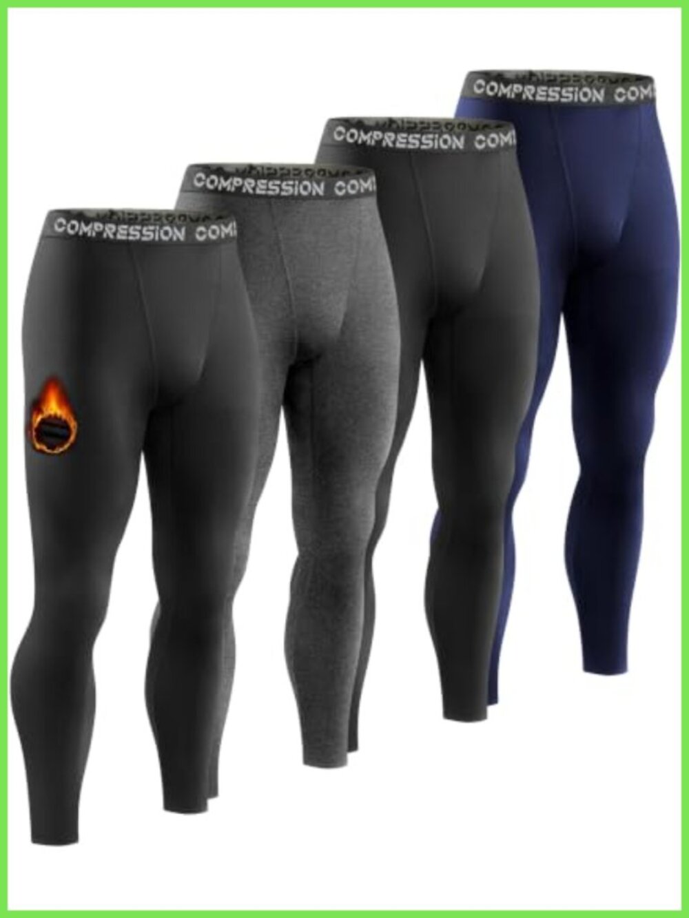 Men's Thermal Compression Pants Fleece Lined Leggings Base Layer